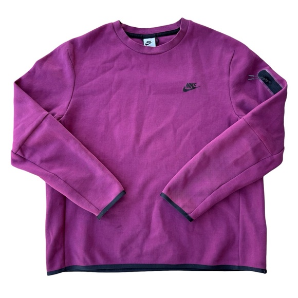 Nike Sportswear Tech Fleece CU4505-653 Burgundy Crewneck Gym Sweatshirt Athletic - Picture 7 of 11